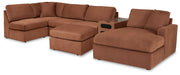 Modmax Spice 6-Piece RAF Chaise Sectional with Ottoman and Console with Audio System from Ashley - Lara Furniture
