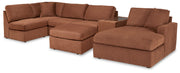 Modmax 6-Piece RAF Chaise Sectional with Ottoman and Storage Console in Spice from Ashley - Lara Furniture