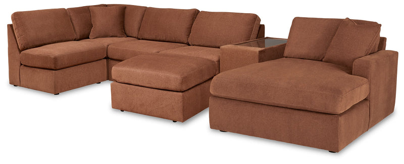 Modmax 6-Piece RAF Chaise Sectional with Ottoman and Storage Console in Spice from Ashley - Lara Furniture