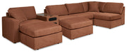 Modmax Spice 6-Piece LAF Sectional with Ottoman and Console with Audio System from Ashley - Lara Furniture