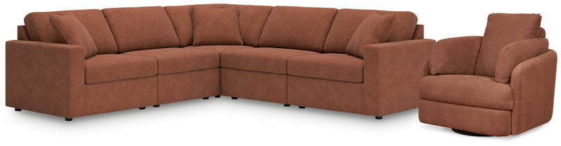 Modmax 5-Piece Sectional with Swivel Glider Recliner in Spice from Ashley - Lara Furniture