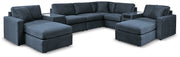 Modmax 8-Piece Sectional with Console with Storage and 2 Ottomans in Ink from Ashley - Lara Furniture