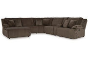 Top Tier Chocolate 6-Piece Reclining Sectional with Chaise -  Ashley - Lara Furniture
