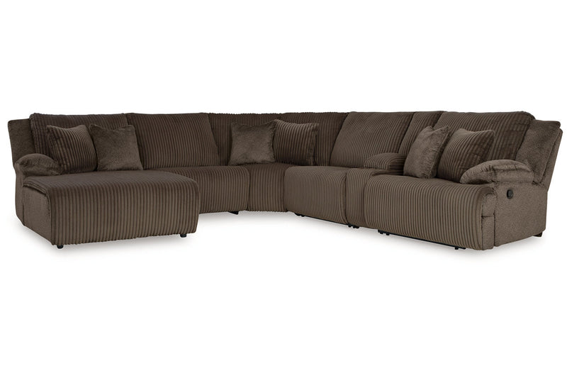 Top Tier Chocolate 6-Piece Reclining Sectional with Chaise -  Ashley - Lara Furniture