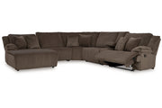 Top Tier Chocolate 6-Piece Reclining Sectional with Chaise -  Ashley - Lara Furniture
