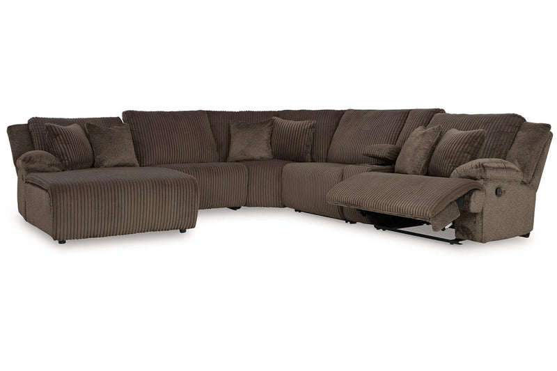 Top Tier Chocolate 6-Piece Reclining Sectional with Chaise -  Ashley - Lara Furniture