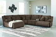 Top Tier Chocolate 6-Piece Reclining Sectional with Chaise -  Ashley - Lara Furniture