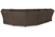 Top Tier Chocolate 5-Piece Reclining Sectional -  Ashley - Lara Furniture