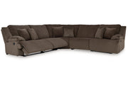 Top Tier Chocolate 5-Piece Reclining Sectional -  Ashley - Lara Furniture