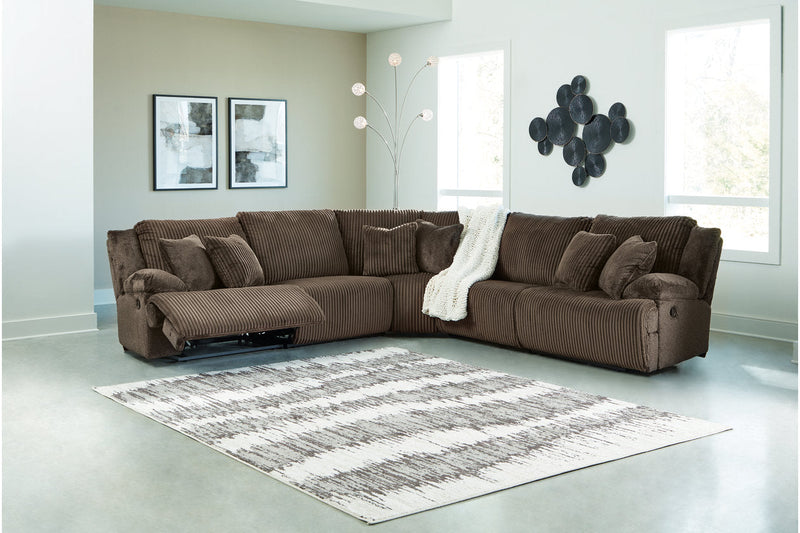 Top Tier Chocolate 5-Piece Reclining Sectional -  Ashley - Lara Furniture