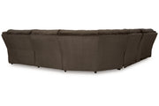 Top Tier Chocolate 6-Piece Reclining Sectional with Chaise -  Ashley - Lara Furniture