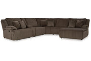 Top Tier Chocolate 6-Piece Reclining Sectional with Chaise -  Ashley - Lara Furniture