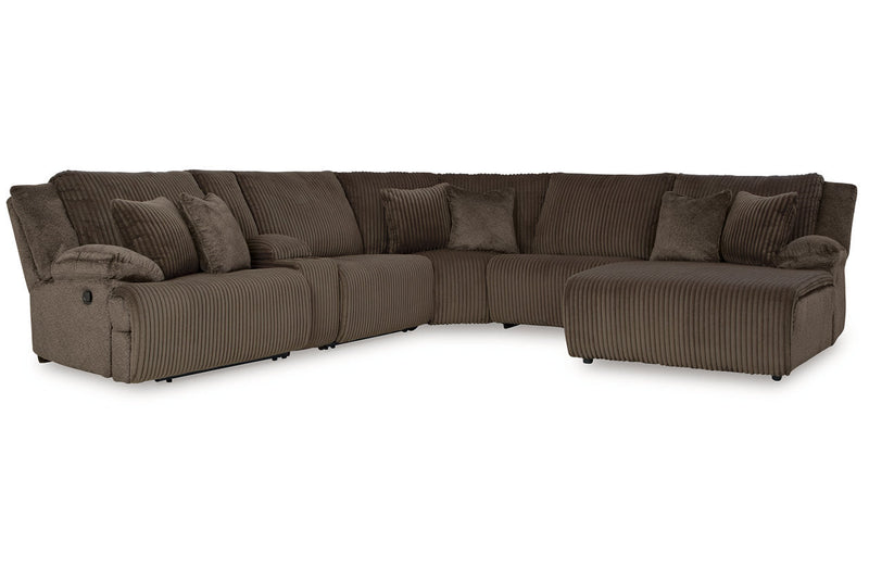 Top Tier Chocolate 6-Piece Reclining Sectional with Chaise -  Ashley - Lara Furniture