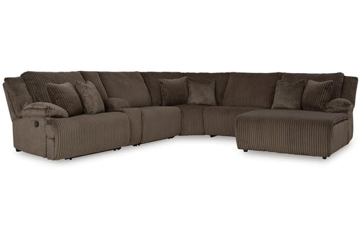 Top Tier Chocolate 6-Piece Reclining Sectional with Chaise -  Ashley - Lara Furniture