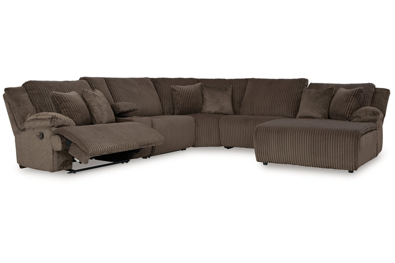 Top Tier Chocolate 6-Piece Reclining Sectional with Chaise -  Ashley - Lara Furniture