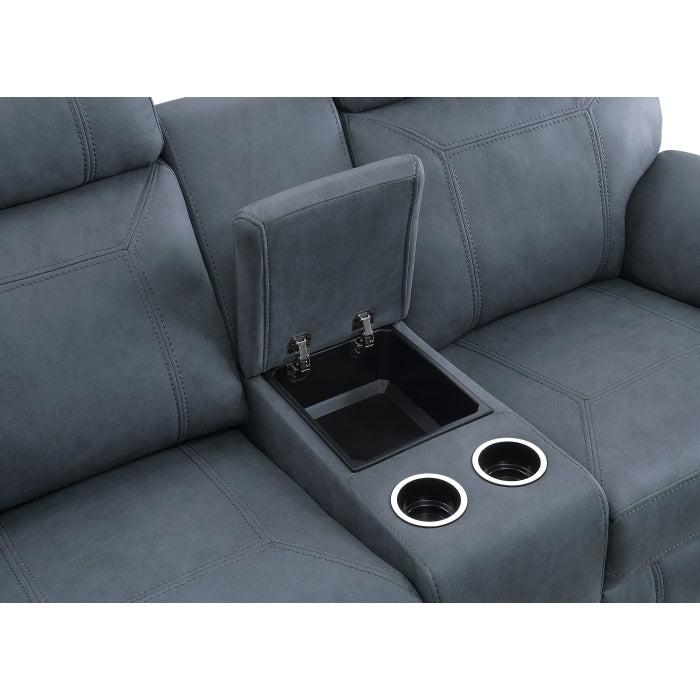 9301BUE-2 Double Glider Reclining Love Seat with Center Console - 9301BUE-2