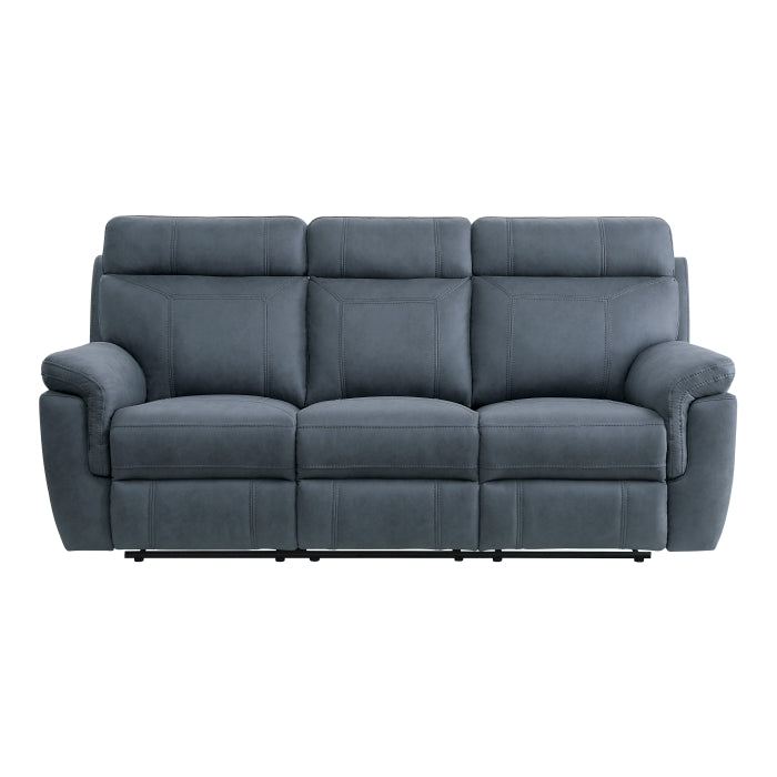 9301BUE-3 Double Reclining Sofa with Center Drop-Down Cup Holders - 9301BUE-3