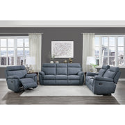 9301BUE-3 Double Reclining Sofa with Center Drop-Down Cup Holders - 9301BUE-3