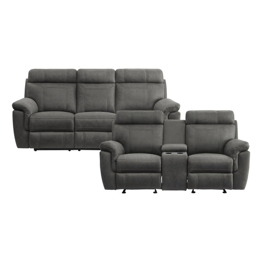 9301GRY*2 2pc Set: Sofa, Love - 9301GRY*2