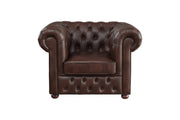 Tiverton Brown Faux Leather Living Room Set - Lara FurnitureLiving Room Set