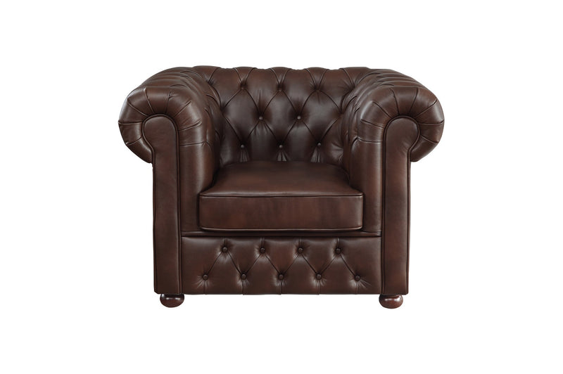 Tiverton Brown Faux Leather Living Room Set - Lara FurnitureLiving Room Set