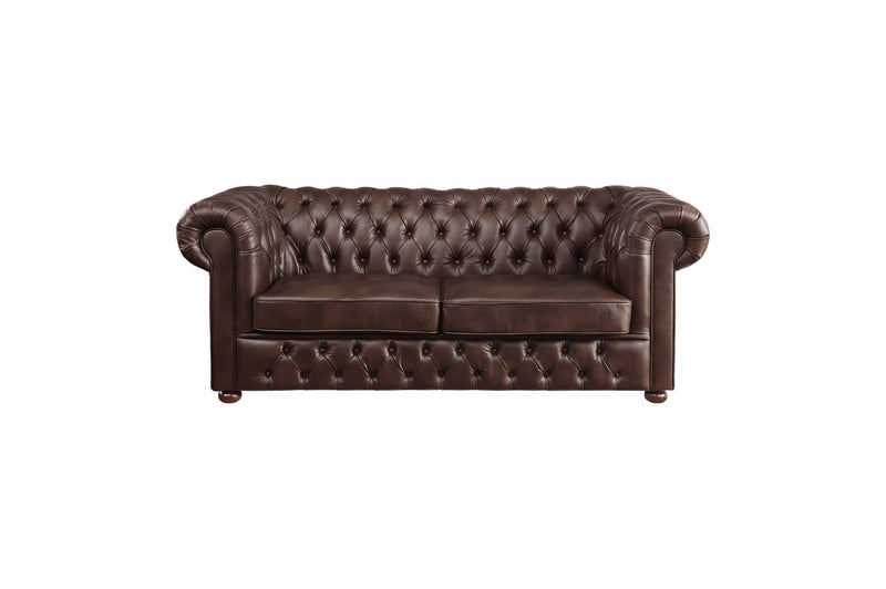 Tiverton Brown Faux Leather Living Room Set - Lara FurnitureLiving Room Set