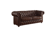Tiverton Brown Faux Leather Living Room Set - Lara FurnitureLiving Room Set