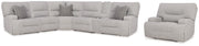 Acklen Place Pewter 6-Piece Power Reclining Sectional and Power Recliner from Ashley - Lara Furniture