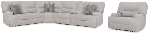 Acklen Place Pewter 6-Piece Power Reclining Sectional and Power Recliner from Ashley - Lara Furniture