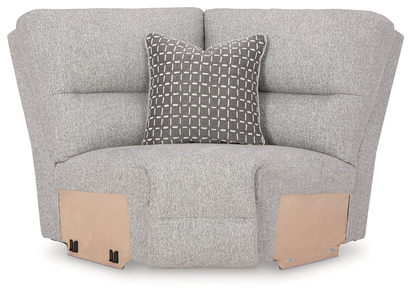 Acklen Place Pewter 6-Piece Power Reclining Sectional and Power Recliner from Ashley - Lara Furniture