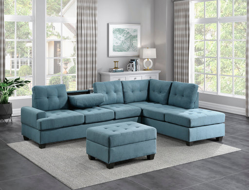 Dunstan Blue Reversible Sectional - Lara FurnitureSectional