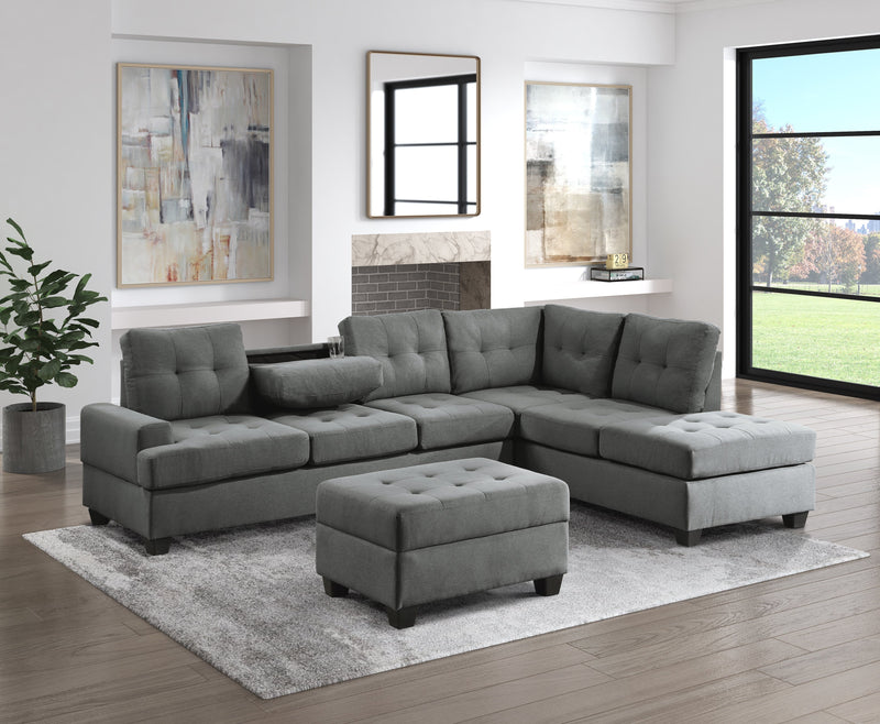 Dunstan Dark Gray Reversible Sectional - Lara FurnitureSectional
