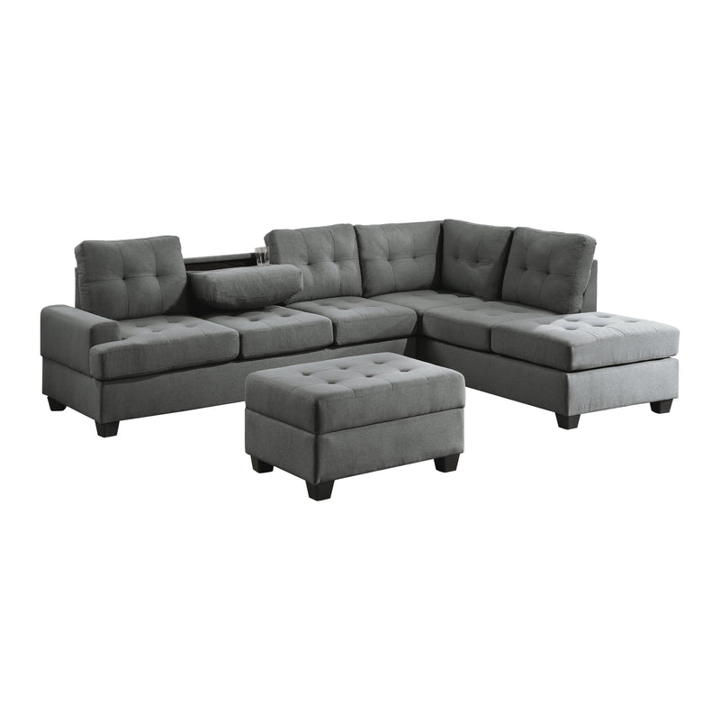 Dunstan Dark Gray Reversible Sectional - Lara FurnitureSectional