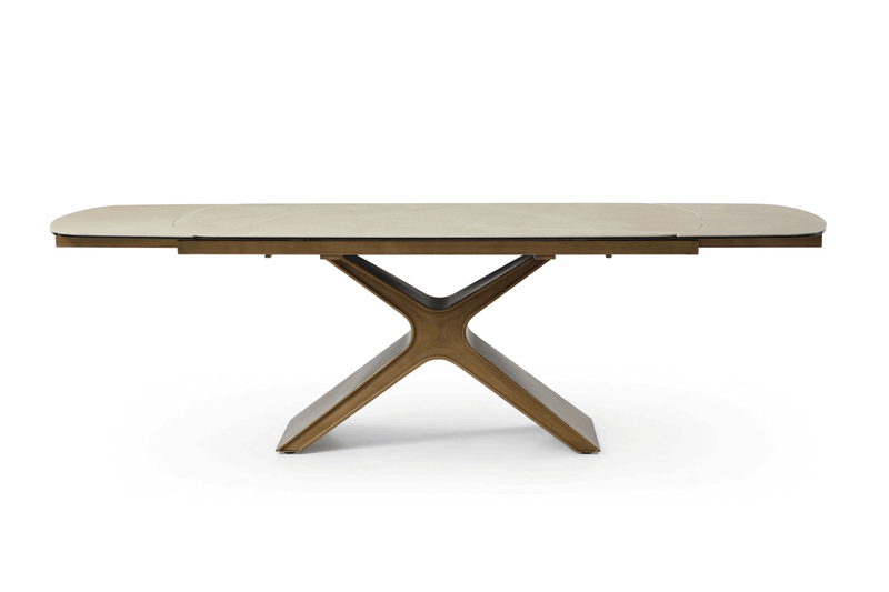 9368 Table Taupe With 1239 Swivel Beige Chairs Set - Lara Furniture