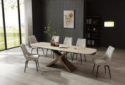 9368 Table Taupe with 1239 swivel beige chairs SET - p12874