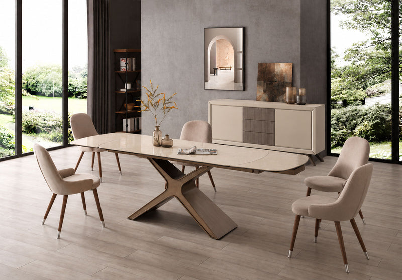 9368 Table Taupe With 1287 Chairs And Prestige Buffet Set - p14483
