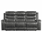 9405GY-3PW Power Double Reclining Sofa with Center Drop-Down Cup Holders, Receptacles and USB Ports - 9405GY-3PW