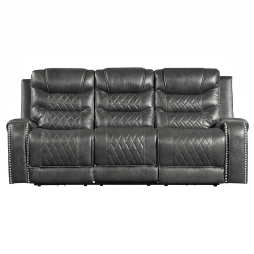 9405GY-3PW Power Double Reclining Sofa with Center Drop-Down Cup Holders, Receptacles and USB Ports - 9405GY-3PW