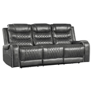 9405GY-3PW Power Double Reclining Sofa with Center Drop-Down Cup Holders, Receptacles and USB Ports - 9405GY-3PW