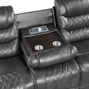 9405GY-3PW Power Double Reclining Sofa with Center Drop-Down Cup Holders, Receptacles and USB Ports - 9405GY-3PW