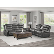 9405GY-3PW Power Double Reclining Sofa with Center Drop-Down Cup Holders, Receptacles and USB Ports - 9405GY-3PW