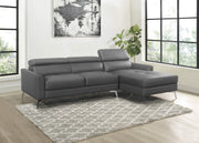 Ashland Dark Gray Leather RAF Sectional - Lara FurnitureSectional