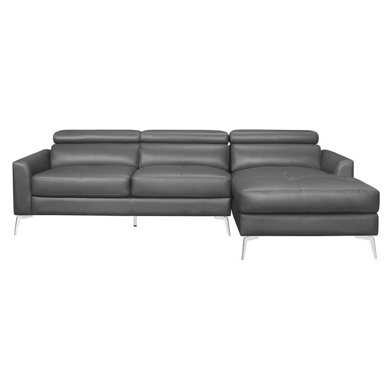 Ashland Dark Gray Leather RAF Sectional - Lara FurnitureSectional