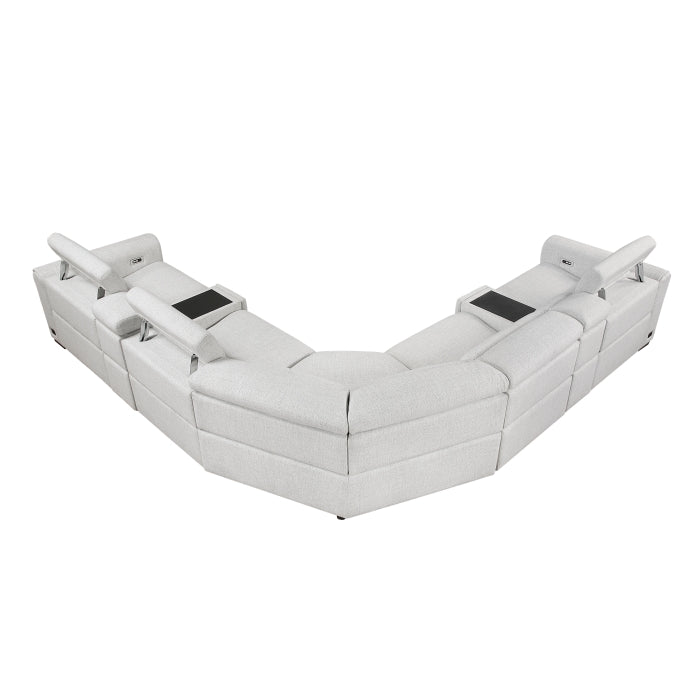 9455CLD*7LRRRPWH (7)7-Piece Modular Power Reclining Sectional with Power Headrests - 9455CLD*7LRRRPWH