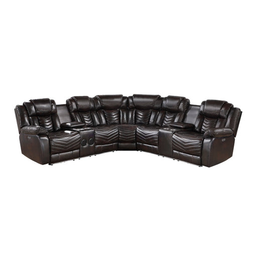 9508DB*SCPW (3)3-Piece Power Reclining Sectional with Consoles, Speakers, Subwoofer and LED Lighting - 9508DB*SCPW