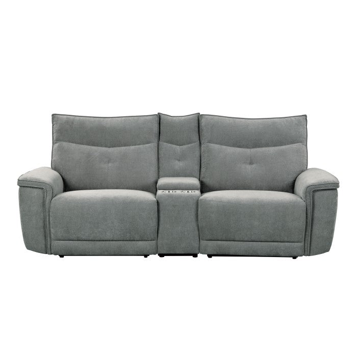 9509DG-2CNPWH* (3)Power Double Reclining Love Seat with Center Console, Power Headrests and USB Ports - 9509DG-2CNPWH*