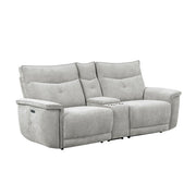 9509MGY-2CNPWH* (3)Power Double Reclining Love Seat with Center Console and Power Headrests - 9509MGY-2CNPWH*