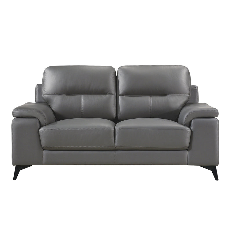 Mischa Dark Gray Top - Grain Leather Living Room Set - Lara FurnitureLiving Room Set