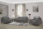 Mischa Dark Gray Top - Grain Leather Living Room Set - Lara FurnitureLiving Room Set