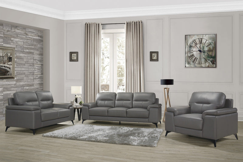 Mischa Dark Gray Top - Grain Leather Living Room Set - Lara FurnitureLiving Room Set